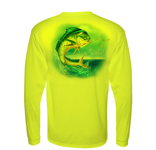 Performance Long Sleeve Yellow with Spooled Mahi SPF-30