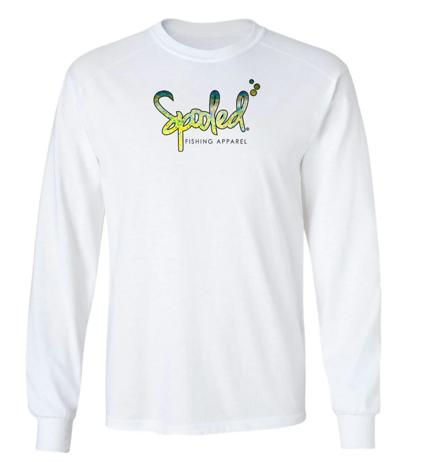 Performance Long Sleeve White with Spooled Mahi Skin Logo SPF-30