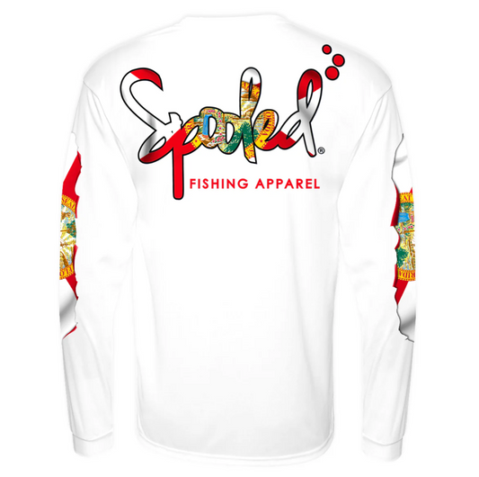 NEW Long Sleeve White with Spooled Florida Flag Logo SPF-30