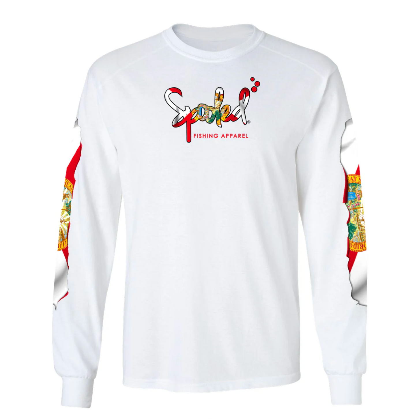 NEW Long Sleeve White with Spooled Florida Flag Logo SPF-30