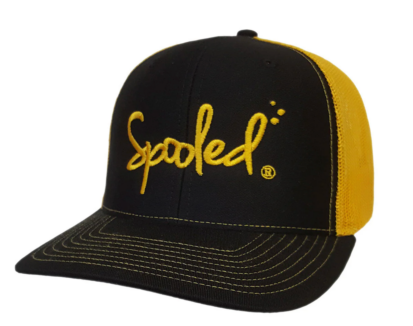 Spooled Black with Yellow Mesh Snapbacks