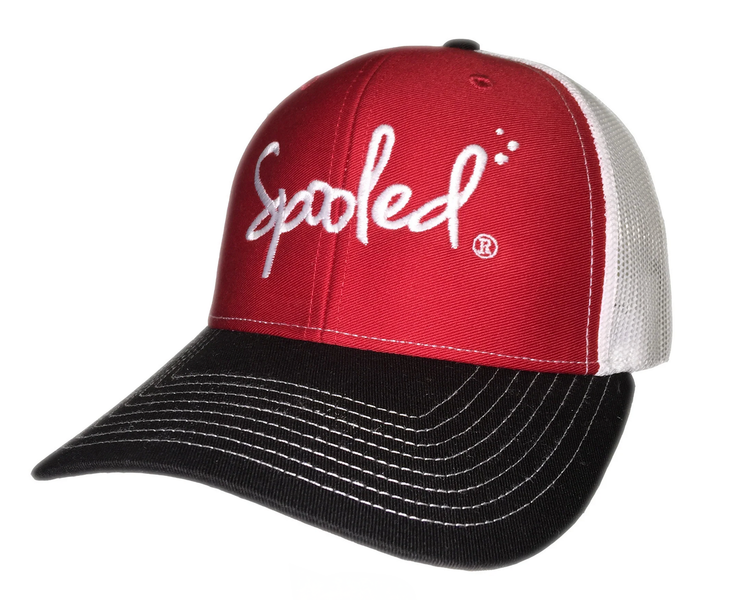 Spooled Red with White Mesh Snapbacks